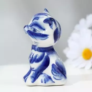 Сувенир «Кошка с бантом», кобальт