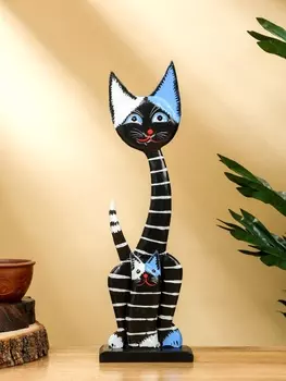Сувенир "Кошка с котёнком" дерево 9х5х30 см
