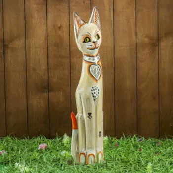 Сувенир "Кошка с сердечком" дерево 14х6х60 см