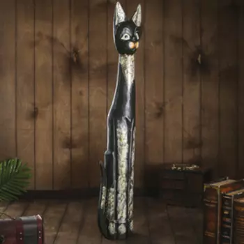 Сувенир «Кошка с золотистым рисунком», 716100 см, дерево