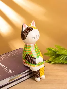 Сувенир «Кошка сидящая», 101028 см, дерево, жёлтый