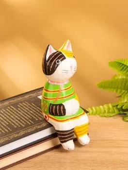 Сувенир «Кошка сидящая», 6615 см, дерево, жёлтый