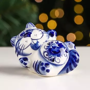 Сувенир «Кот Дурак», 5 см, гжель