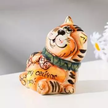 Сувенир "Кот Кому легко", гжель цветная, 9,5х7,5 см