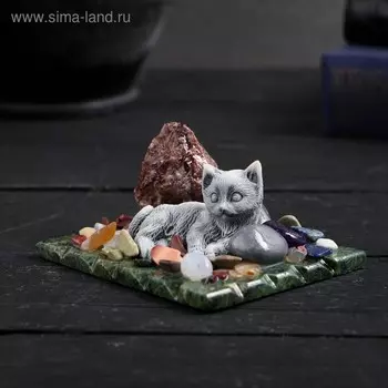 Сувенир "Котенок лежащий", змеевик, мрамор