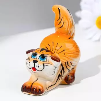 Сувенир «Котик» , рыжий микс, гжель