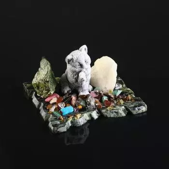 Сувенир "Котёнок умывается", змеевик, мрамор