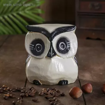 Сувенир "Кремовая сова" дерево 9х9х11 см