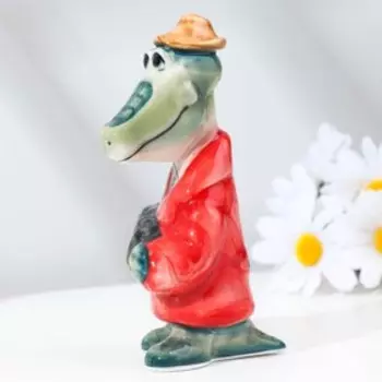 Сувенир "Крокодил", гжель, цветной, 6,5х6х14 см