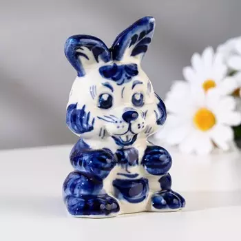 Сувенир "Кролик Пушок", высота 9 см, гжель