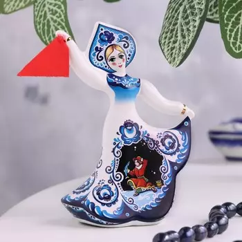 Сувенир кукла, гжель, 11 см, керамика