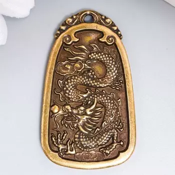 Сувенир латунь "Китайский дракон на медальоне" 4,2х2,5 см