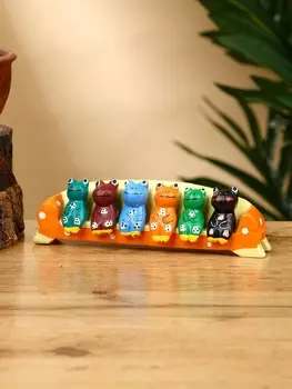 Сувенир "Лягушата на скамейке" дерево 14х3х4 см