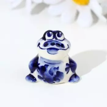 Сувенир гжель «Лягушка», бело-синий,керамика,