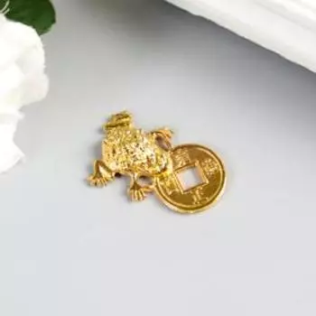 Сувенир металл "Жаба с монетой" золото 3х4х1 см