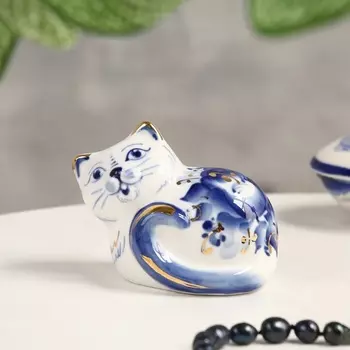 Сувенир "Мурка", 7 х 4,5 х 6 см, гжель, кобальт, золото
