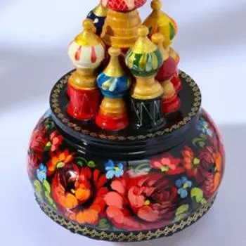 Сувенир музыкальный "Храм", жостово (черный)