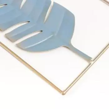 Сувенир настенный металл "Пальмовые листья" сине-голубые с патиной 40х0,5х25 см