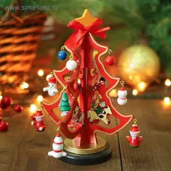 Сувенир «Елка на подставке», с золотым контуром, 17 см, МИКС