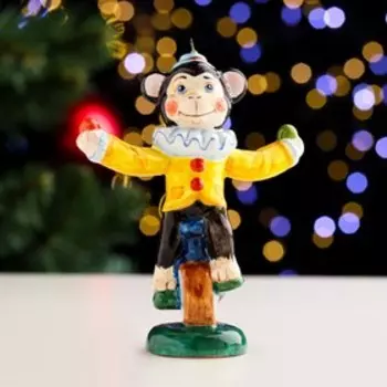 Сувенир "Обезьяна на велосипеде", ярославская майолика, h=12 см