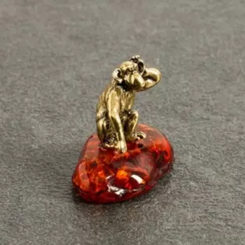 Сувенир "Обезьяна. Все слышу", латунь, янтарь, 1,8х1,3х,1,4 см