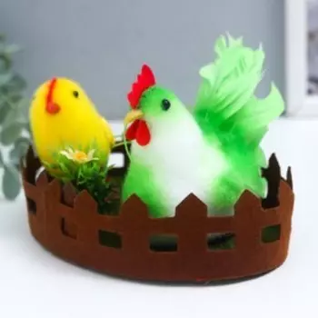 Фигурка пасхальная «Курочка и цыплёнок на лужайке», 15109 см