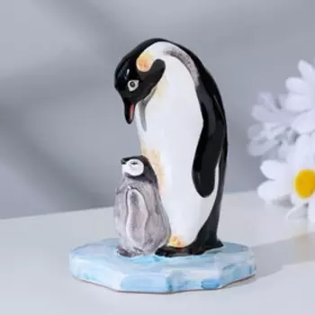 Сувенир "Пингвины", ярославская майолика, h=11 см