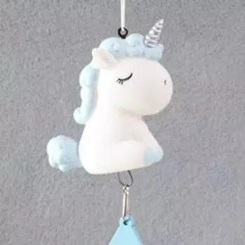 Сувенир пластик колокольчик "Единорожек со звёздочкой" голубой 24х6,5х5,5 см