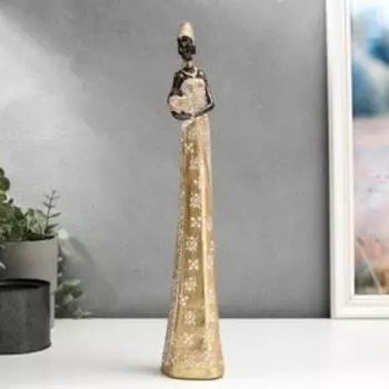 Сувенир полистоун "Африканка в золотом платье с кувшином" 38х8х6,4 см