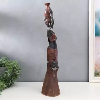 Сувенир полистоун "Африканская девушка с ребёнком, с кувшином" 50х14 см