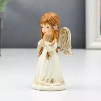 Сувенир полистоун "Ангел-малышка - молитва" кремово-золотой 9,5х4,5х5 см