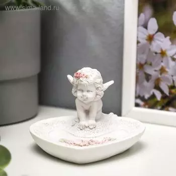 Сувенир полистоун "Ангел на блюдце" 10,5х10х7 см