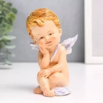 Сувенир полистоун "Ангелок-карапуз в голубой повязке, ямочки на щёчках" МИКС 10,5х8,5х7,8 см 62570