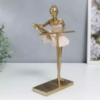 Сувенир полистоун "Балерина у станка - растяжка" розовое платье 26,5х10,5х19,5 см