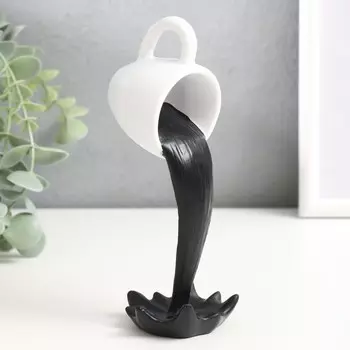 Сувенир полистоун "Белая чашка чёрный кофе - брызги" 15х5,5х8 см