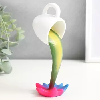 Сувенир полистоун "Белая чашка радуга - брызги" 15х5,5х8 см