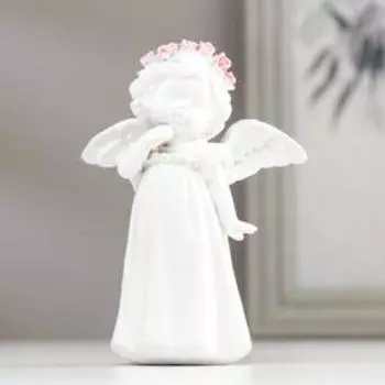 Сувенир полистоун "Белоснежный ангел-девочка в веночке застенчивая" МИКС 11х8,5х5 см