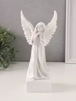 Сувенир полистоун "Белоснежный ангел-девушка в платье" 21х10,5х6,5 см