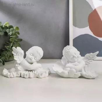 Сувенир полистоун "Белоснежный ангел-малыш в цветах" МИКС 7,5х12,7х8,5 см