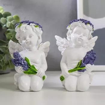Фигурка полистоун «Белоснежный ангел с лавандой, в венке из лаванды», 10.26.85.3 см, МИКС