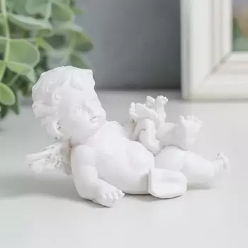 Сувенир полистоун "Белоснежный ангелочек с голубкой" 5,5х9,5х6 см