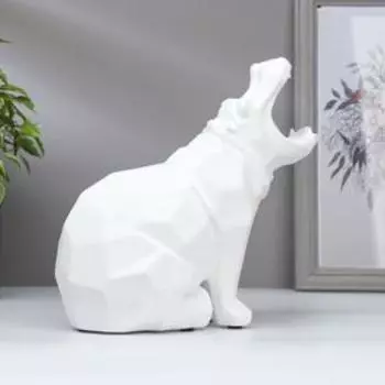 Сувенир полистоун "Белый бегемот 3D" 23,5х23х12,5 см