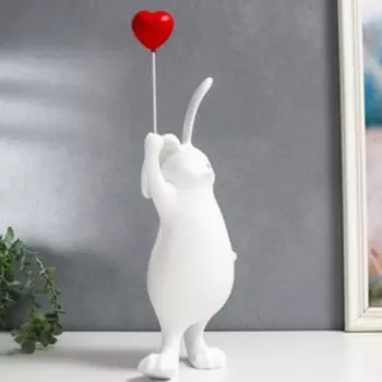 Сувенир полистоун "Белый кроль с сердцем на палочке" 37х12х18 см