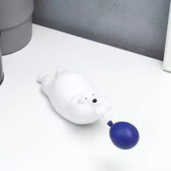 Сувенир полистоун "Белый мишка с фиолетовым воздушным шариком" 6,5х12х26 см