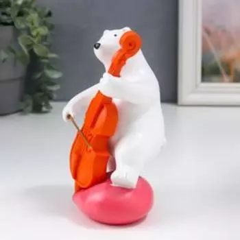 Сувенир полистоун "Белый мишка с контрабасом" 15х8х9,5 см