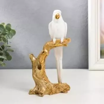 Сувенир полистоун "Белый попугай Ара на золотом дереве" 20х7х10,5 см