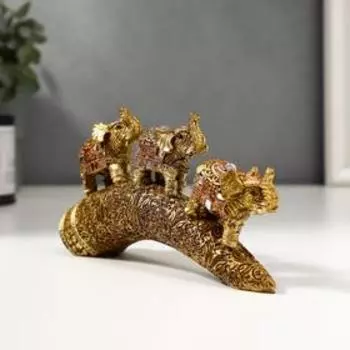 Фигурка полистоун «Бронзовые слоны с попоной из арабского ковра на роге», 9144 см