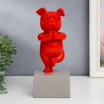 Сувенир полистоун "Бульдог йога" красный 25х8х10,5 см