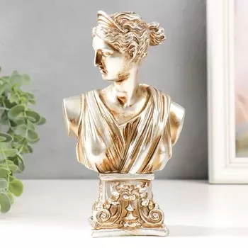 Сувенир полистоун "Бюст Дианы" серебро 7х11,5х19,5 см