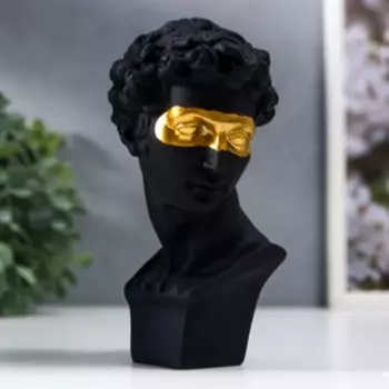 Сувенир полистоун бюст "Кудрявый парень с золотой полосой на глазах" чёрный 13х7 см